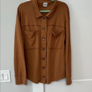 Kensie Rust-Brown Button Utility Jacket